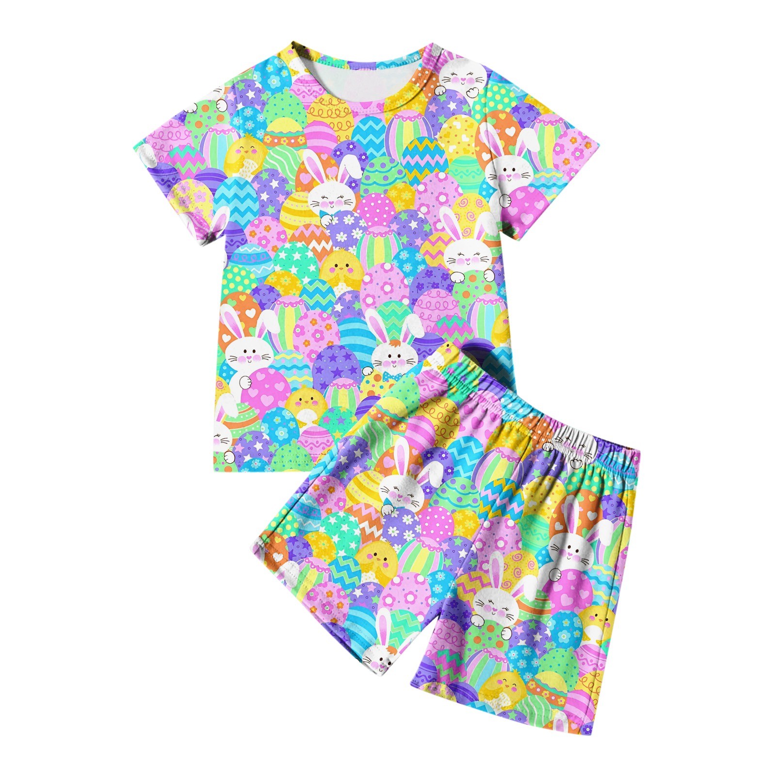 Toddler Boys Easter Outfit Short Sleeve T-Shirt Funny Bunny Suit Cute Cartoon Graphic Tees Holyweek Shirts Soft and Comfortable Pullover Tops Pants 2 PC Children Clothes Blue 7-8 Years
